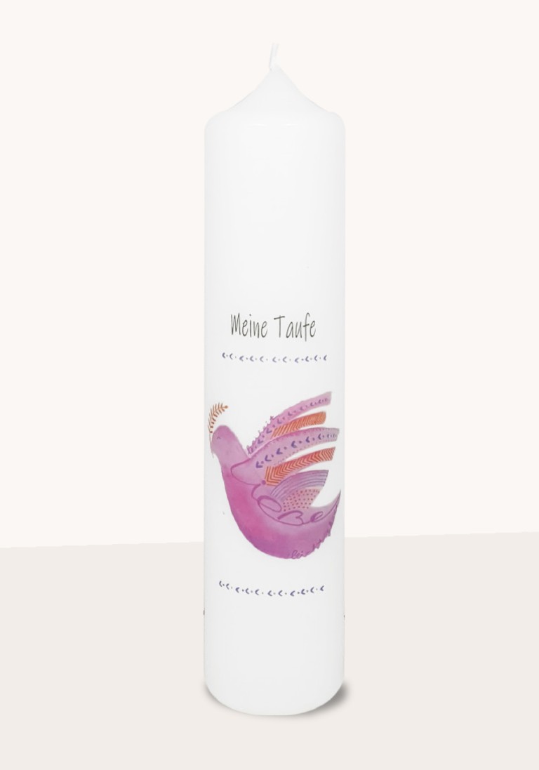 Taufkerze "Taube pink-rosa"