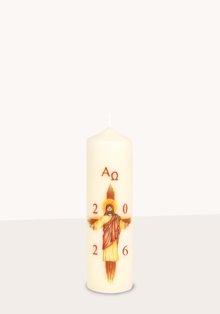 Ostertischkerze "Jesus mit goldenen Strahlen" 3417