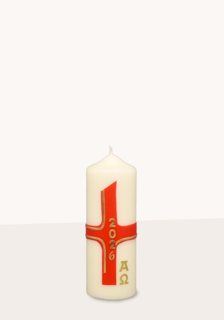 Ostertischkerze "Kreuz rot/gold" 3005