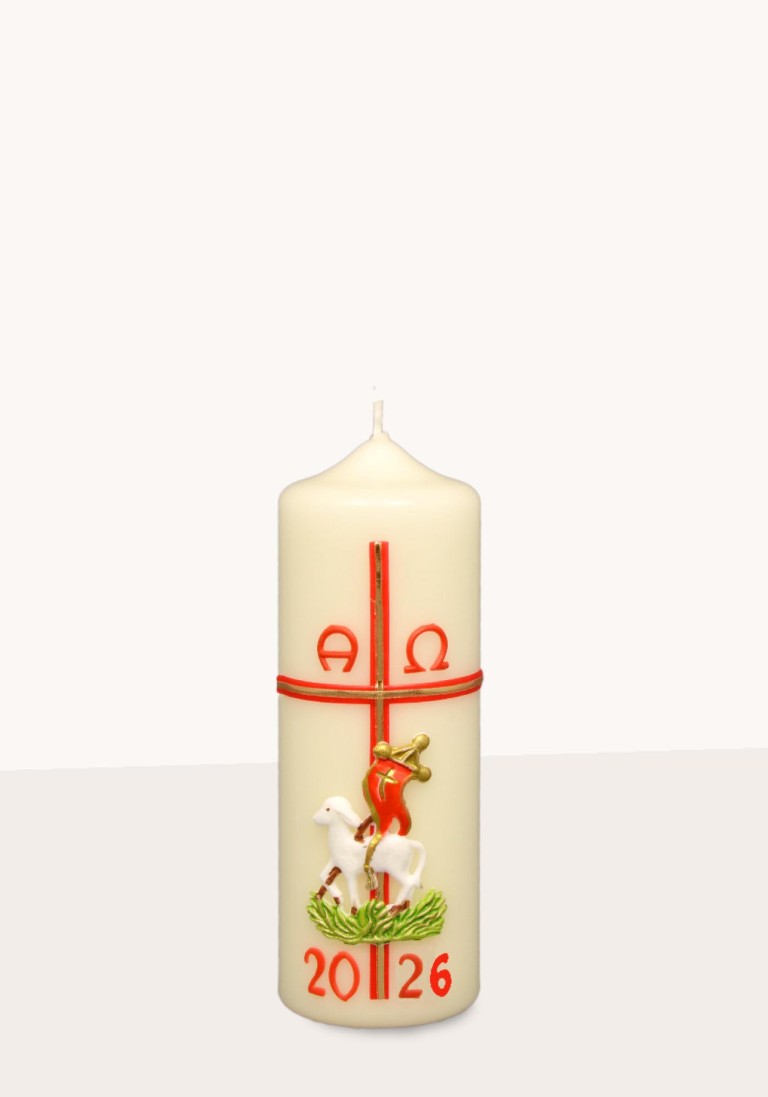 Ostertischkerze "Kreuz, Lamm" 3066