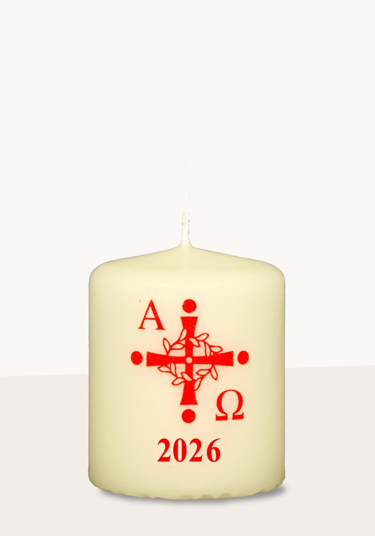 Set/4 Stück Osternachtkerze "Kreuz mit Dornenkrone" mit Jahreszahl