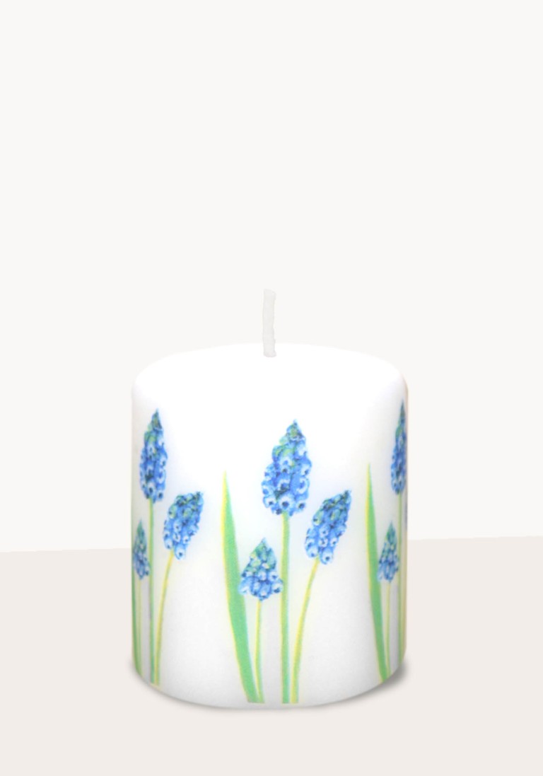 Designkerze "Traubenhyazinthen" H