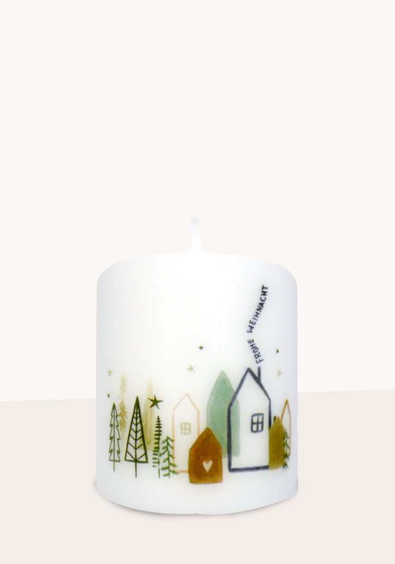 Set/4 Stück Weihnachtskerze "Häuschen"