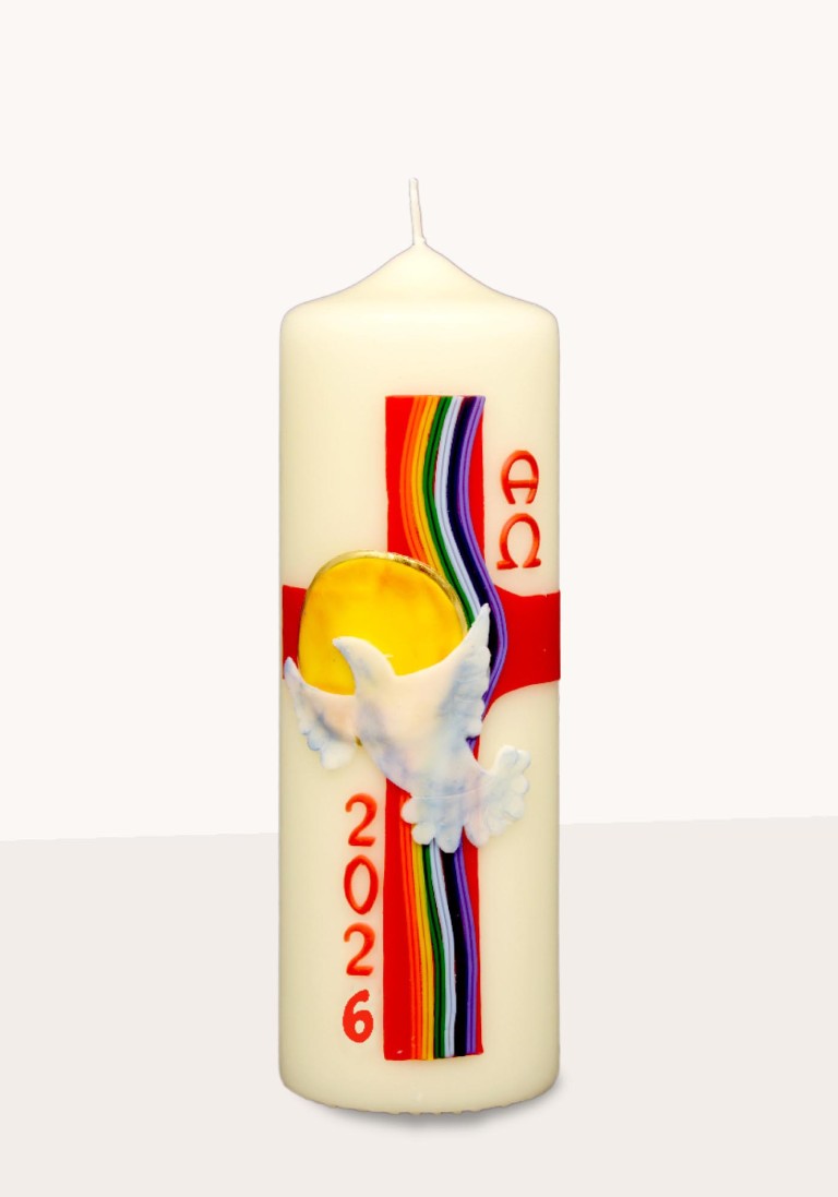 Ostertischkerze "Kreuz, Sonne, Taube" 3348