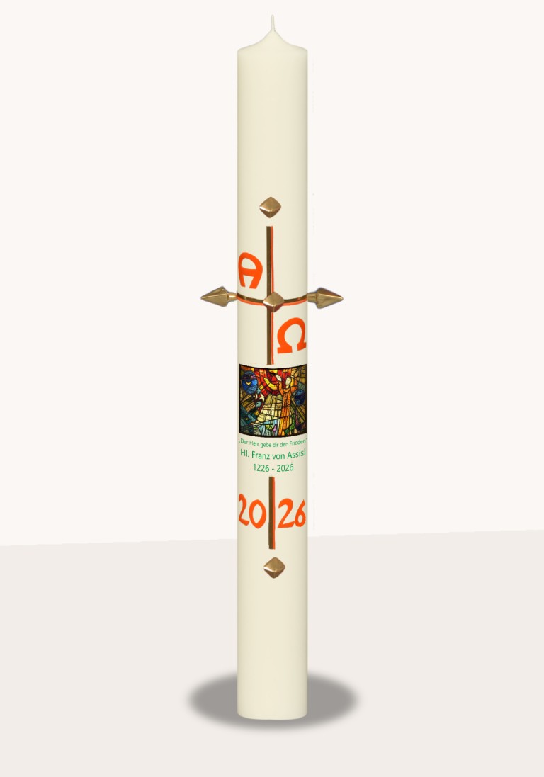Franz von Assisi - Osterkerze "800 Jahre" 3544 orange
