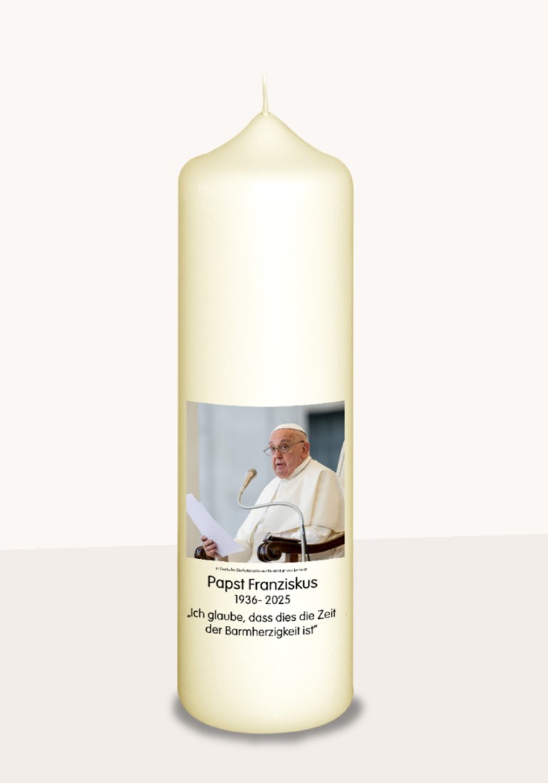 Gedenkkerze "Papst-Franziskus" 27 x 7 cm