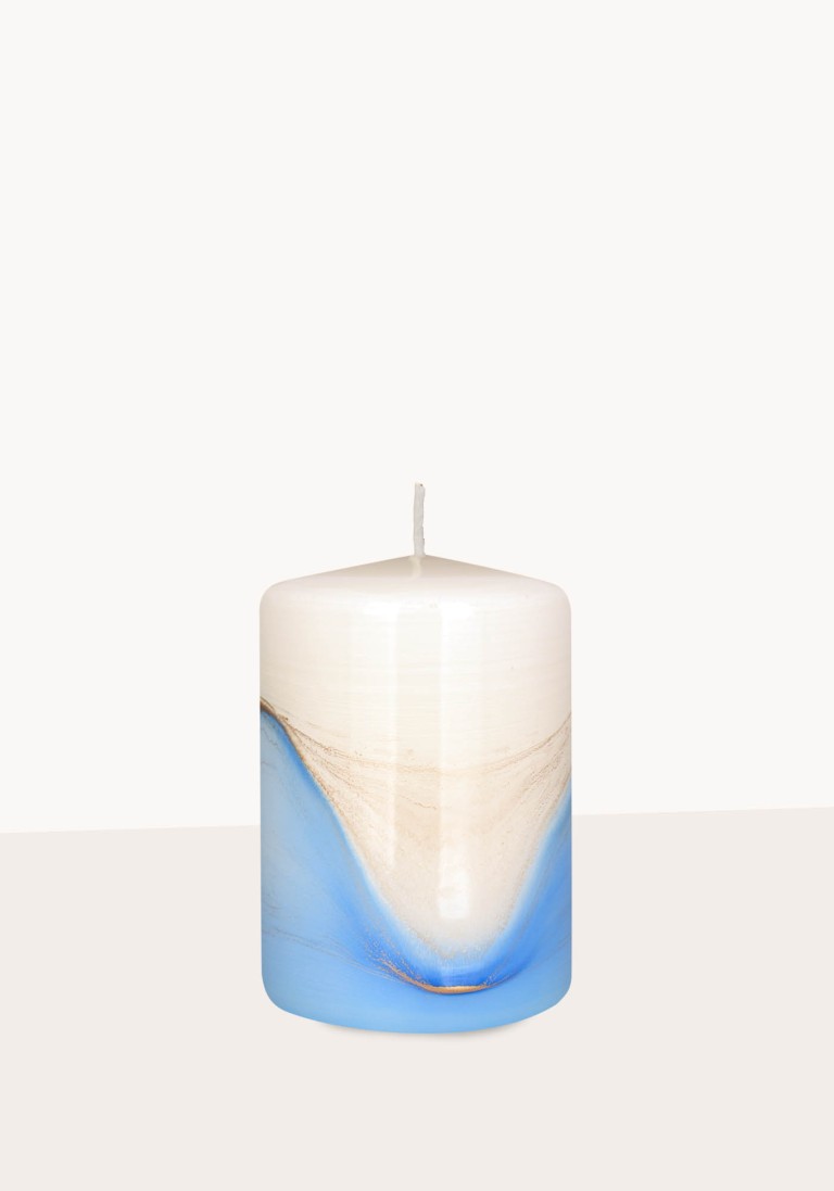 Designkerze "Lotus" Stumpenkerzen hellblau