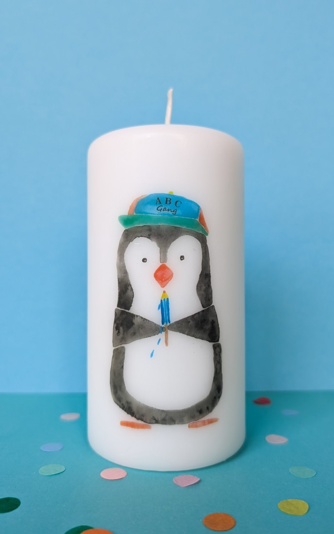 Einschulungskerze Pinguin