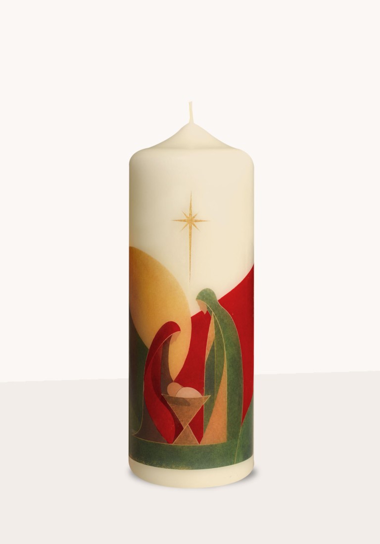 Weihnachtskerze "Krippe rot"
