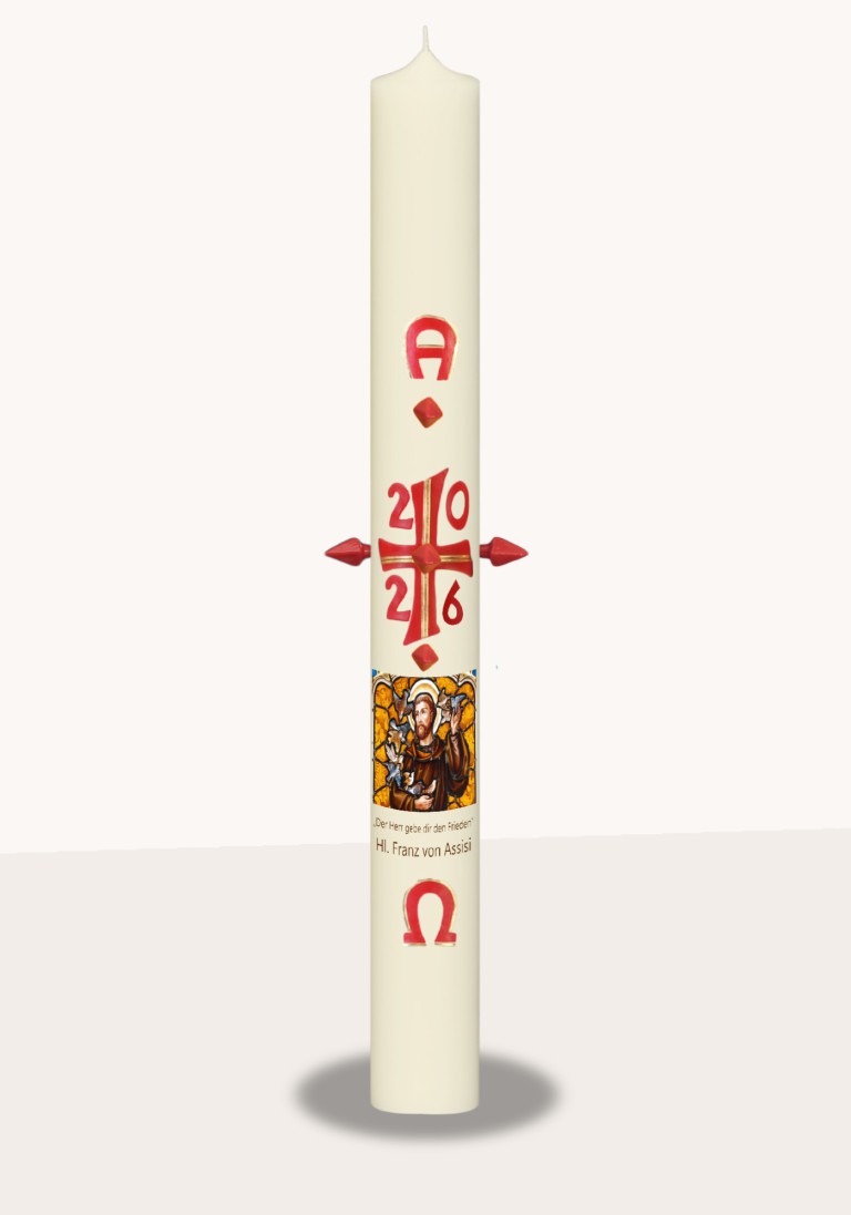 Franz von Assisi - Osterkerze "800 Jahre" 3545 rot