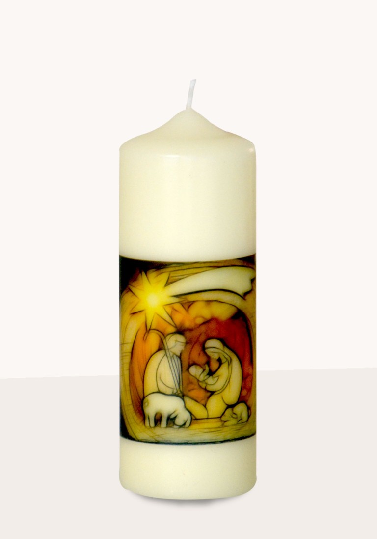 Weihnachtskerze "Krippe natur"