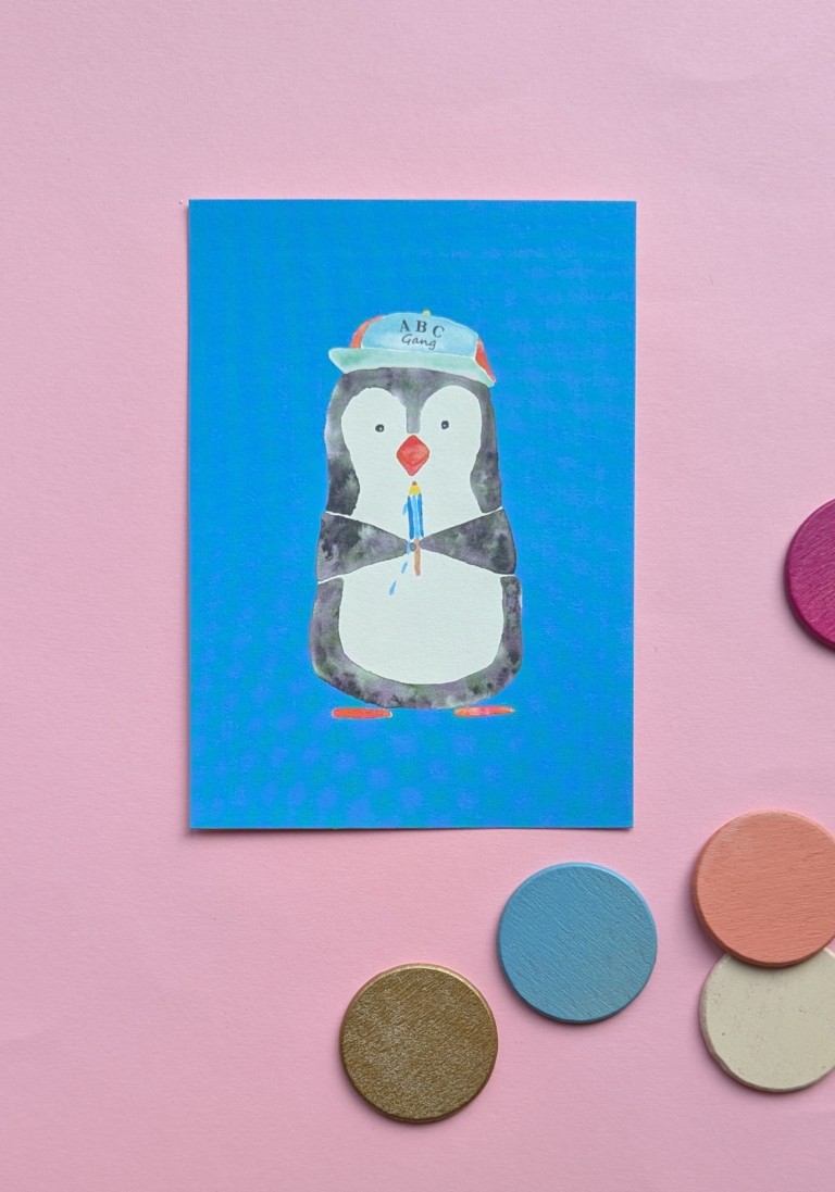 Postkarte Pinguin