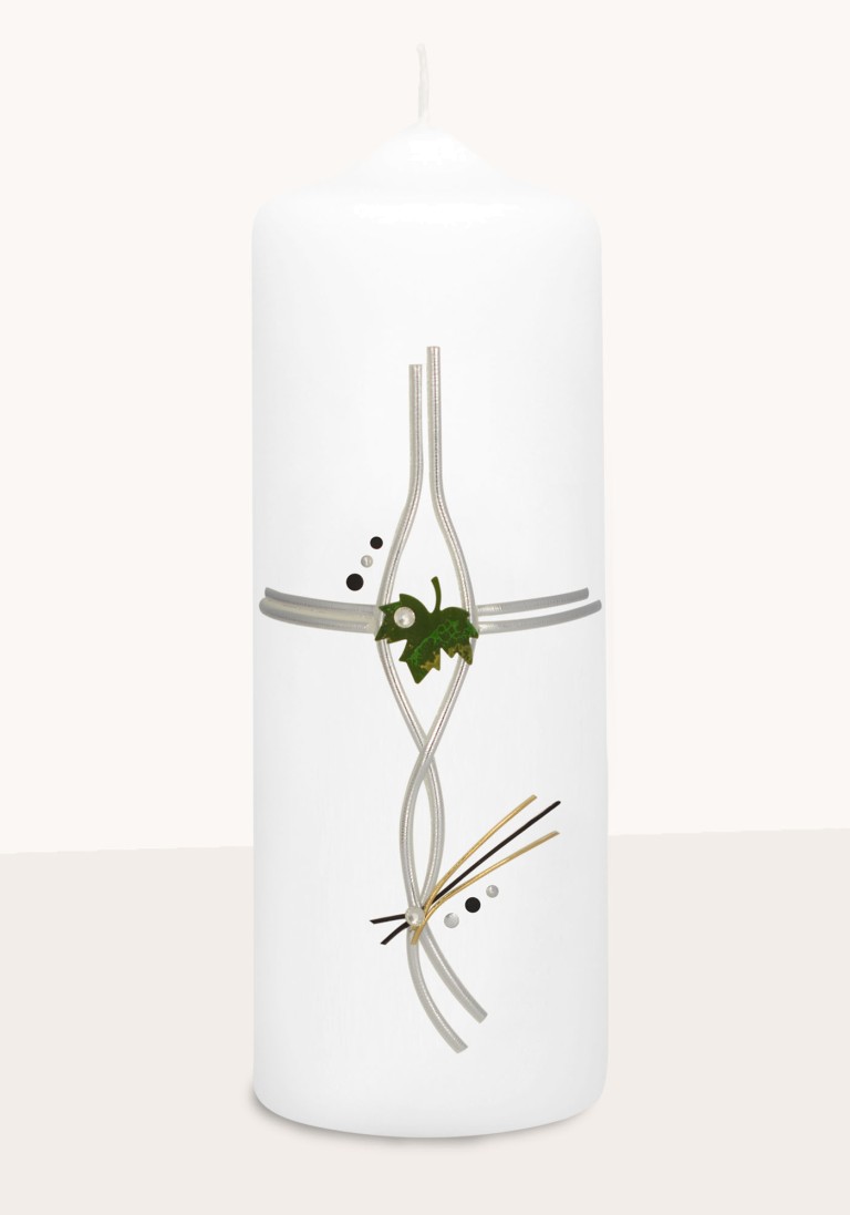 Trauerkerze "Ahornblatt auf silber" 6656
