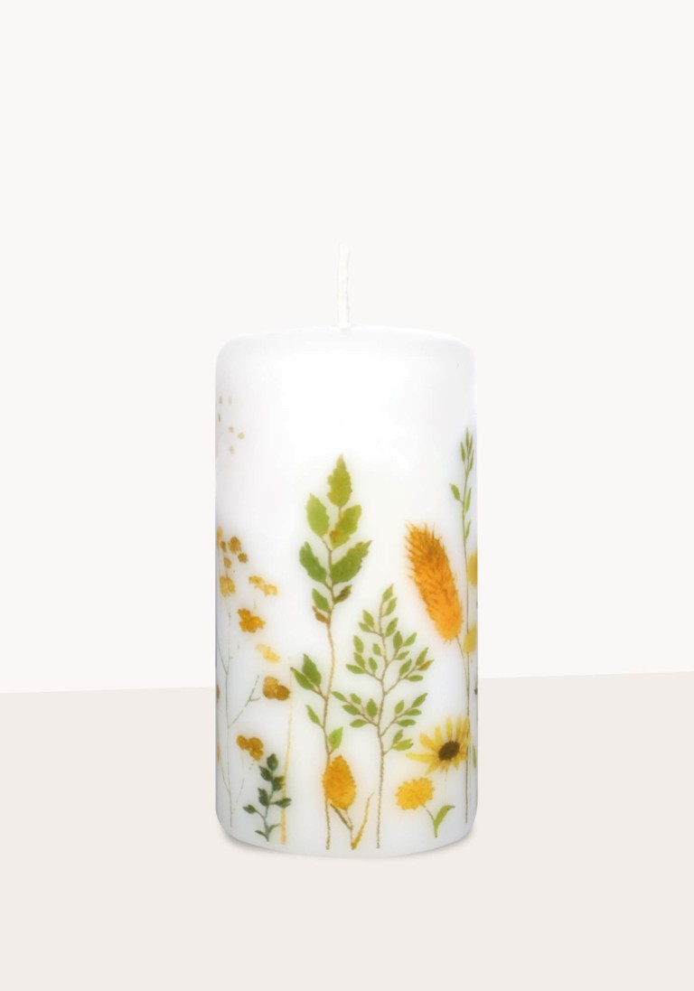 Designkerze "Wildblumen" gelb/orange