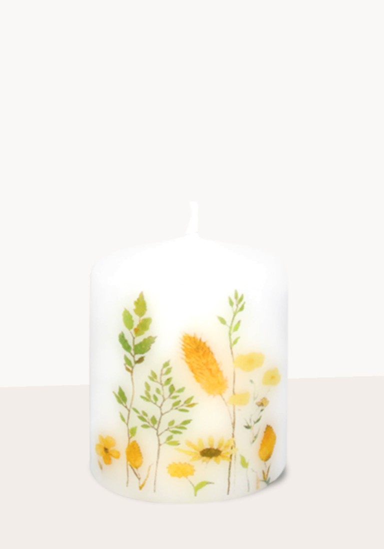 Designkerze "Wildblumen" gelb/orange 4er-Set