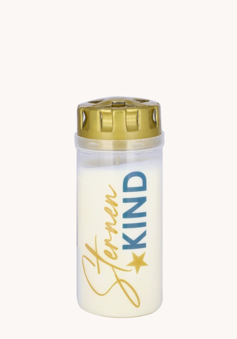 Trauerkerze Grablicht "Sternenkind" gold/blau