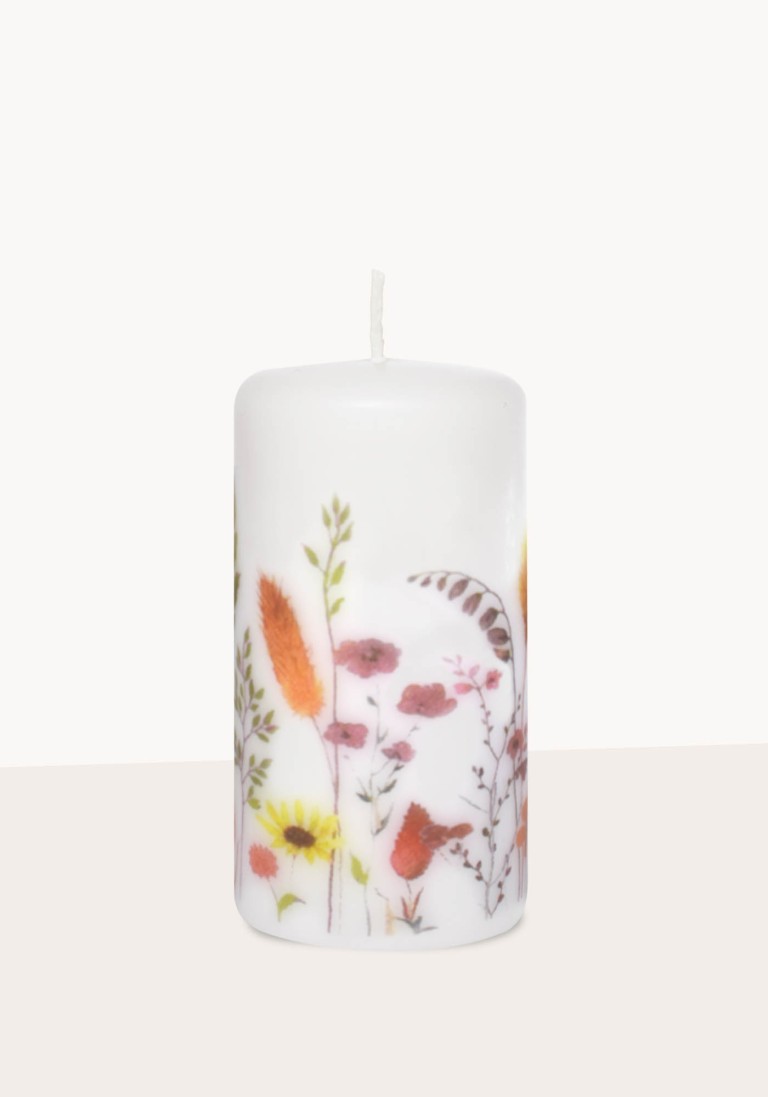Designkerze "Wildblumen" rot/rosa