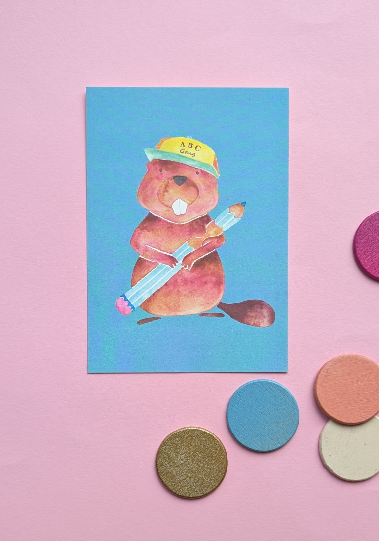 Postkarte Biber