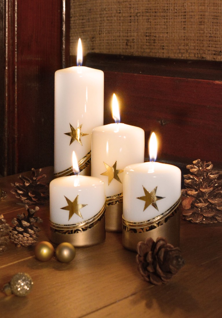 Advent-Set elfenbein handverziert