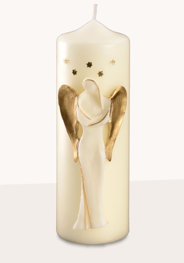 Geschenkkerze "3-D-Engelkerze" elfenbein/gold 4021
