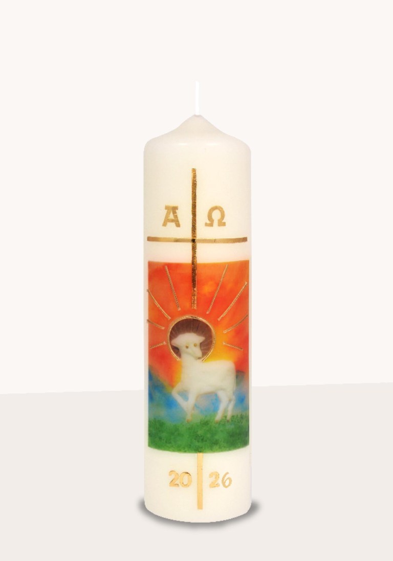 Ostertischkerze "Osterlamm vor Sonnenaufgang" 3416